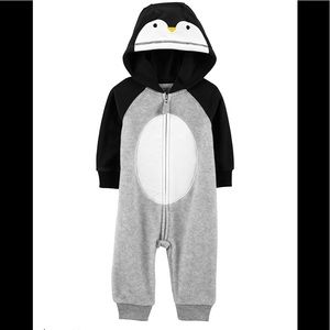 Carter’s Fleece Hooded Penquin One piece Romper